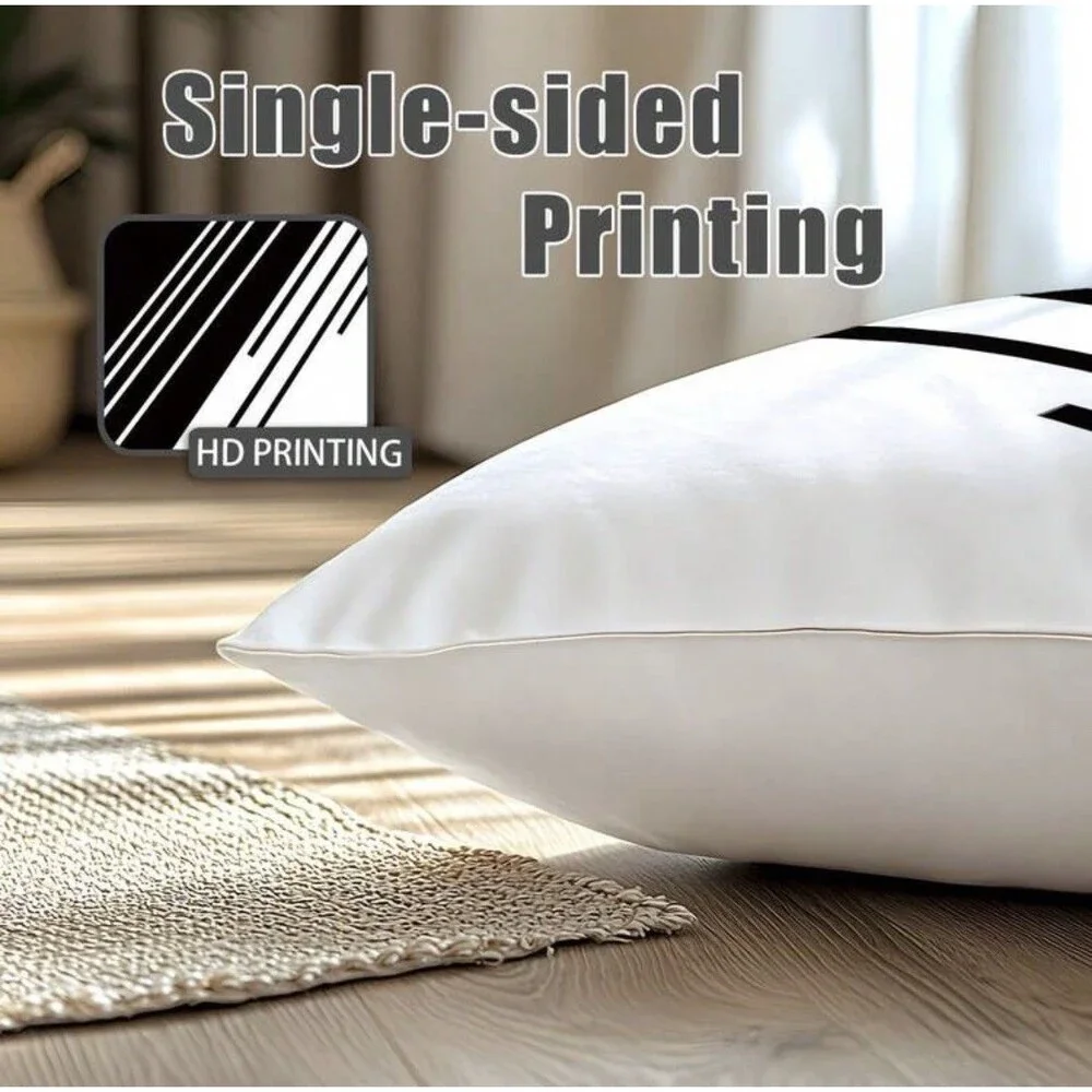 NWT MEMNUN 4 PCS Black White Abstract Geometric Striped Pillow Covers 18x18